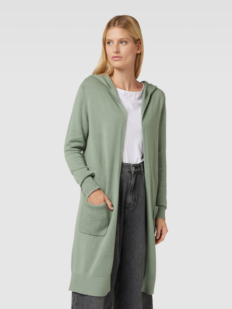 Longcardigan mit Kapuze in hellgrün
