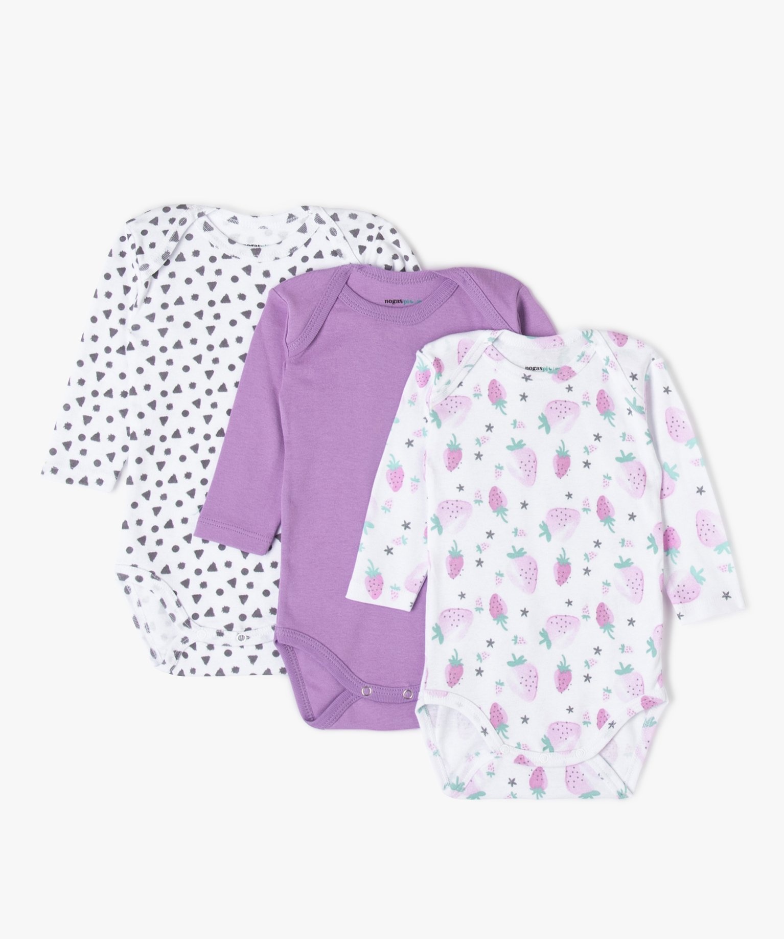 Bodies bébé à manches longues encolure américaine (lot d... violet | GEMO