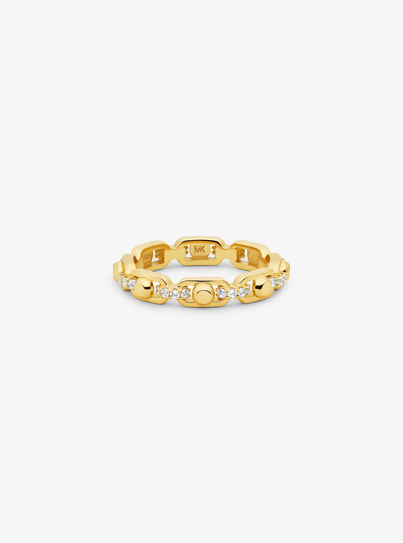 Anello Astor Link piccolo in argento sterling placcato metallo prezioso con pavé - ORO