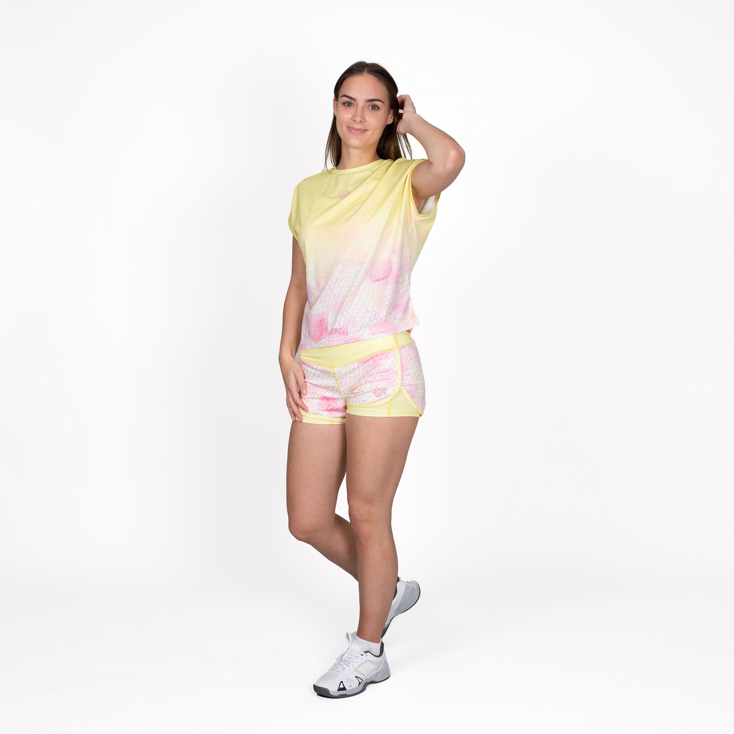 Nadra Tech T-Shirt Damen - Gelb, Rosa