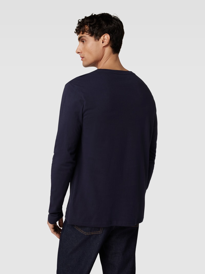 Longsleeve mit Label-Stitching Modell 'ORIGINAL' in marineblau