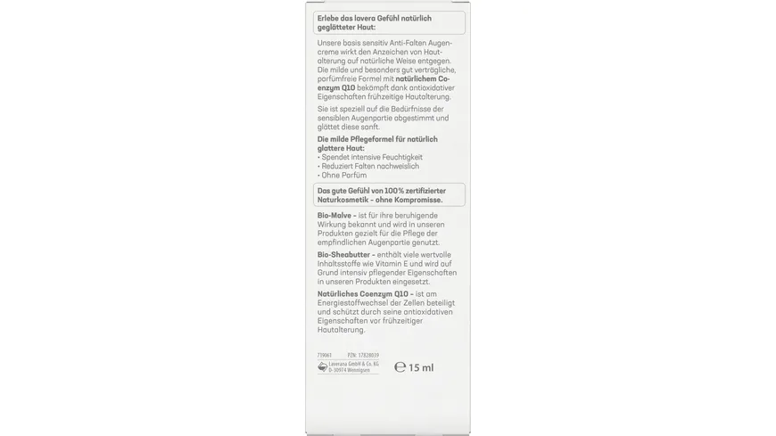 lavera BASIS SENSITIV Anti-Falten Augencreme Q10 15 ml