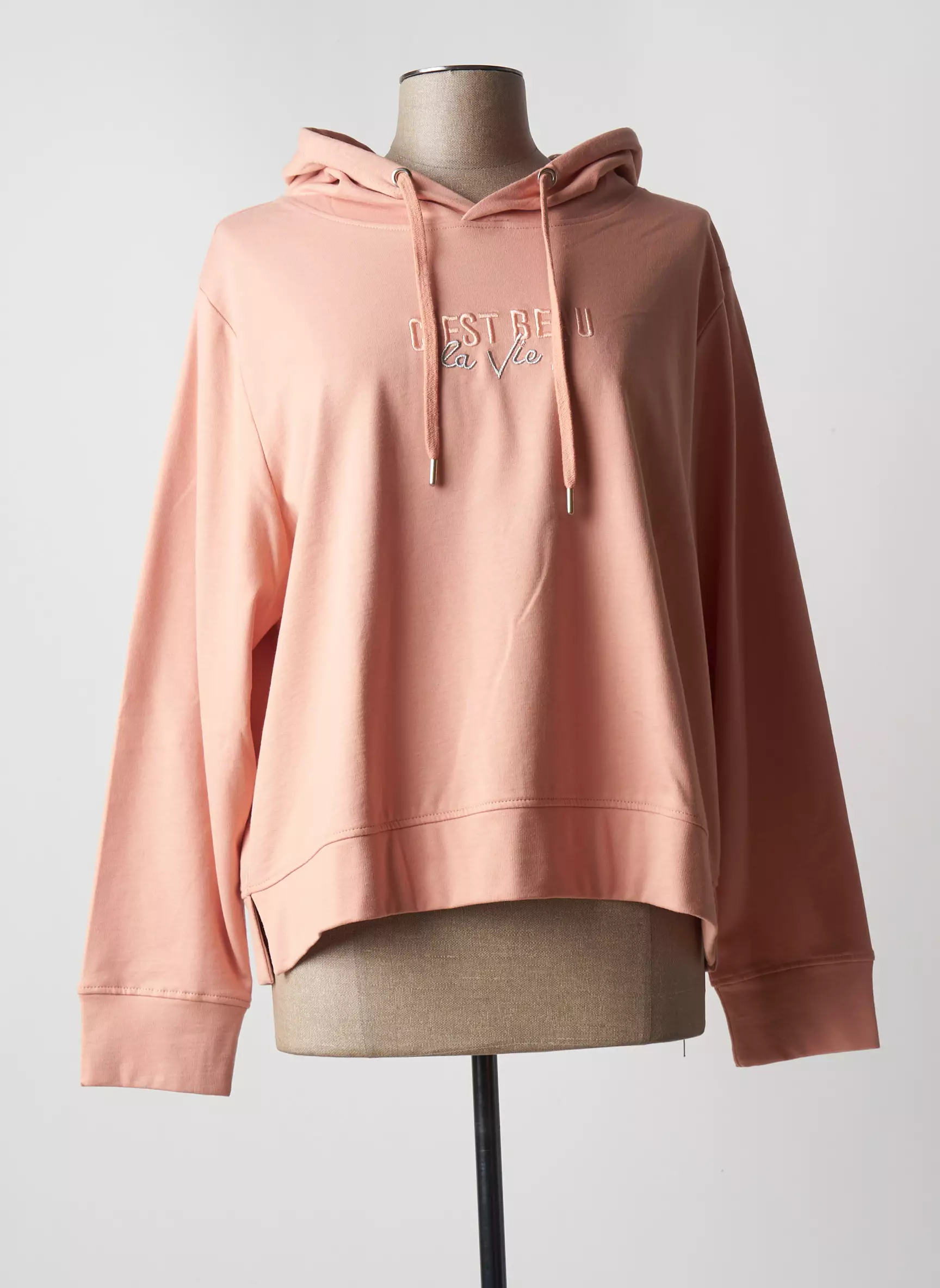 C Est Beau La Vie Sweat Capuche Femme couleur rose
