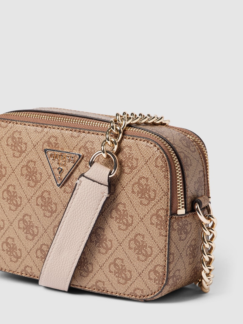 Camera Bag mit Label-Applikation Modell 'NOELLE' in hellbraun