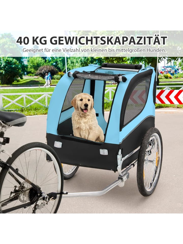 COSTWAY Hundeanhänger für Fahrrad in Blau günstig kaufen 135 cm