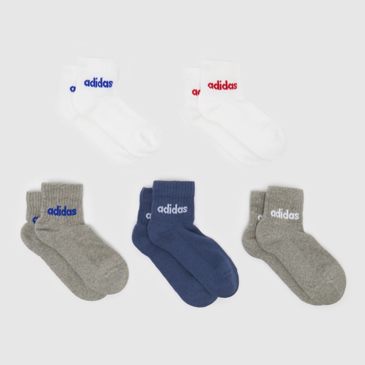 adidas multifärgade linjära ankelstrumpor för barn, 5-pack