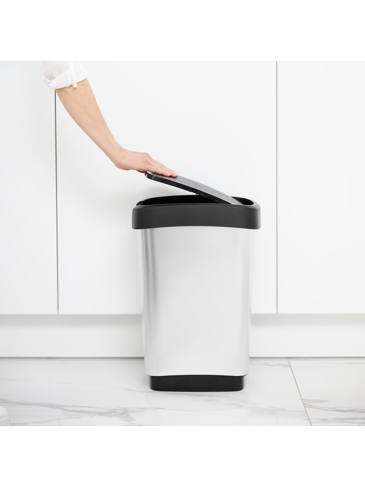 Rotho Twist Mülleimer 25l mit Deckel, Kunststoff (PP) in Silber metallic günstig kaufen onesize