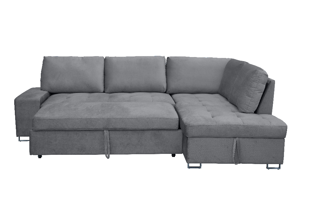 Happy Home Ecksofa mit Stauraum und Bettfunktion mit Samtbezug HSP113-GRA grau