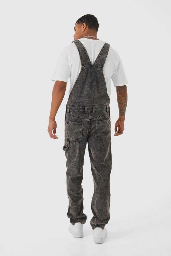 Lockere Cord-Latzhose mit Acid-Waschung