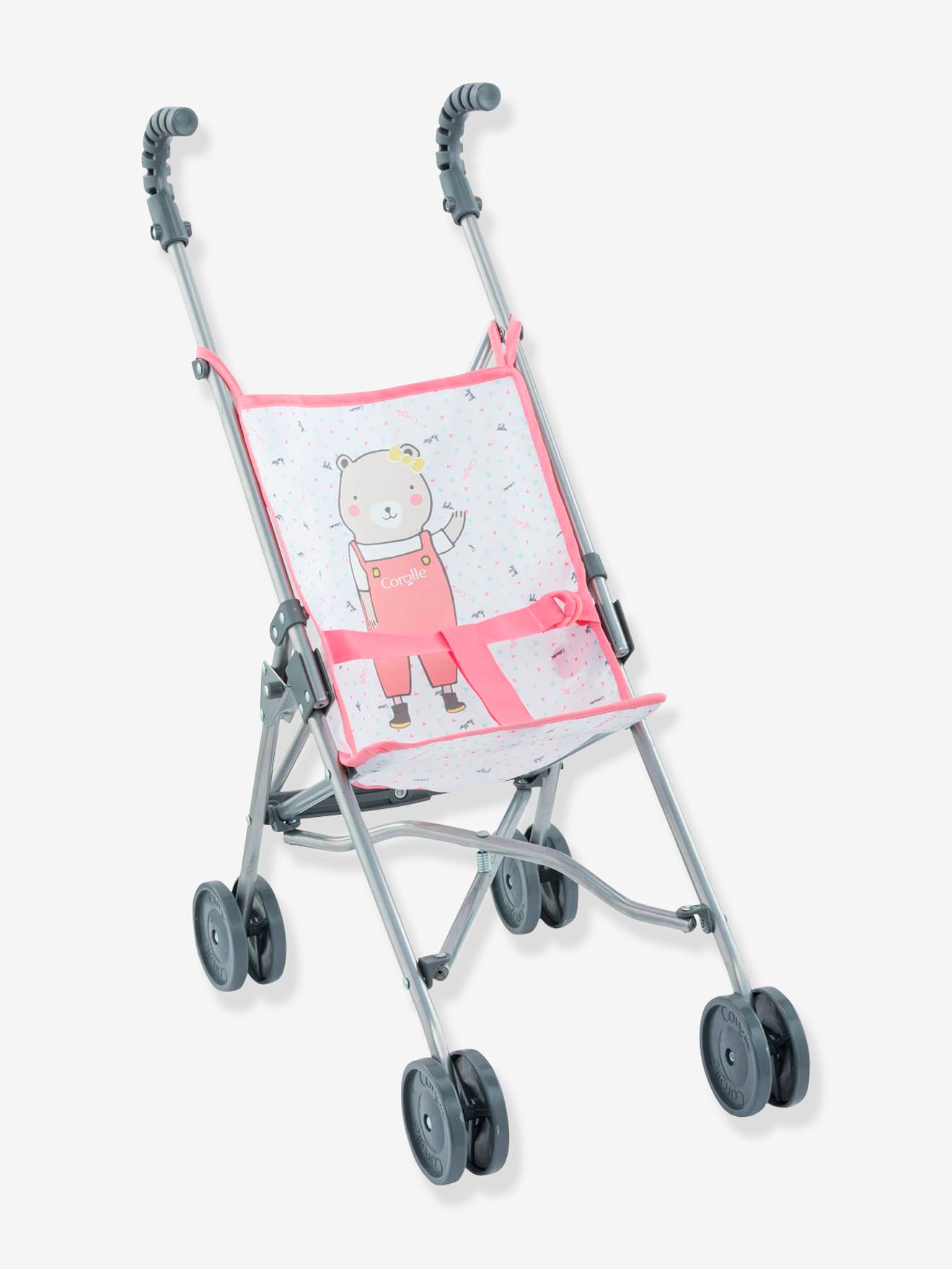 Poussette canne rose COROLLE pour poupon 36 à 42 cm rose