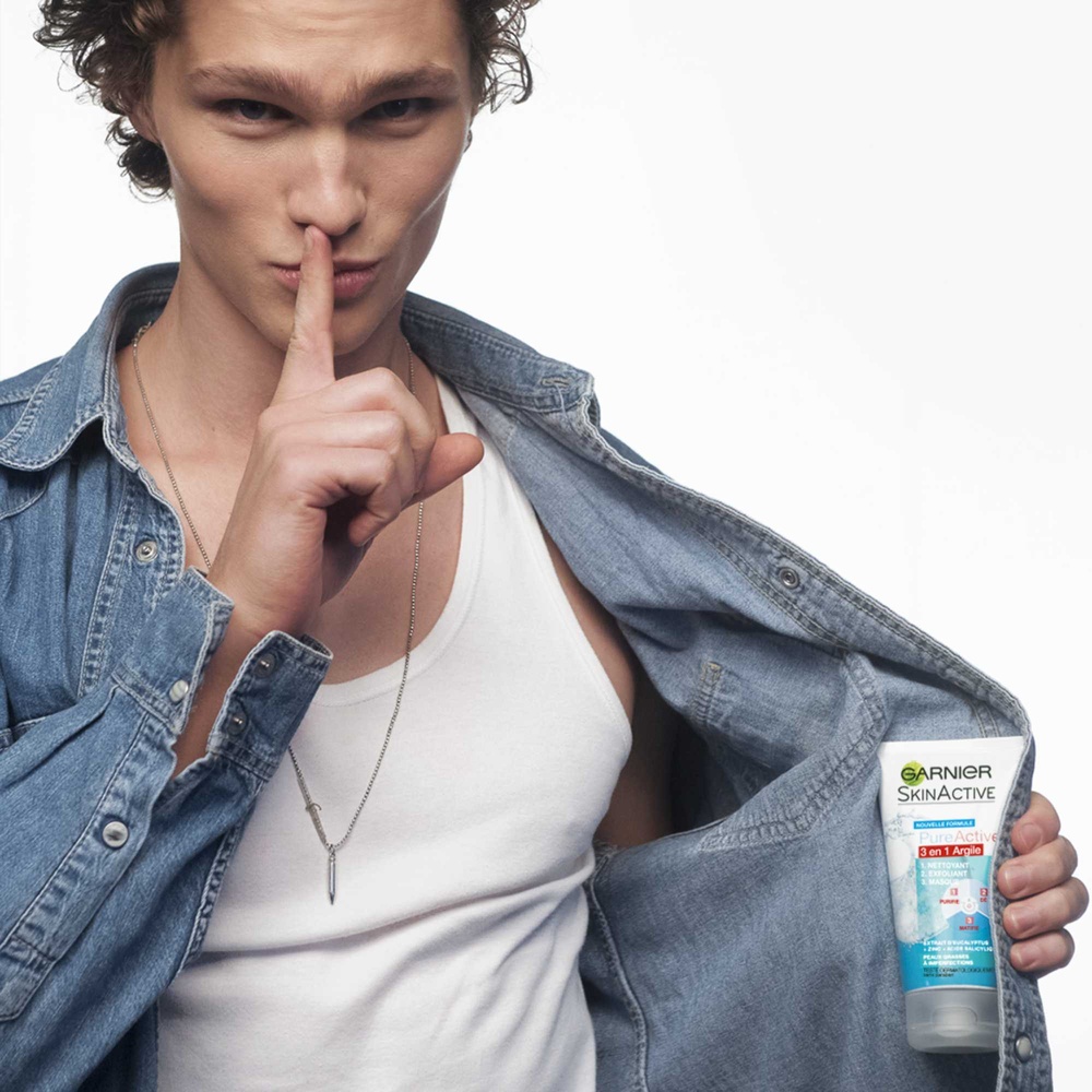 garnier SkinActive Pure Active Nettoyant 3 en 1 Argile