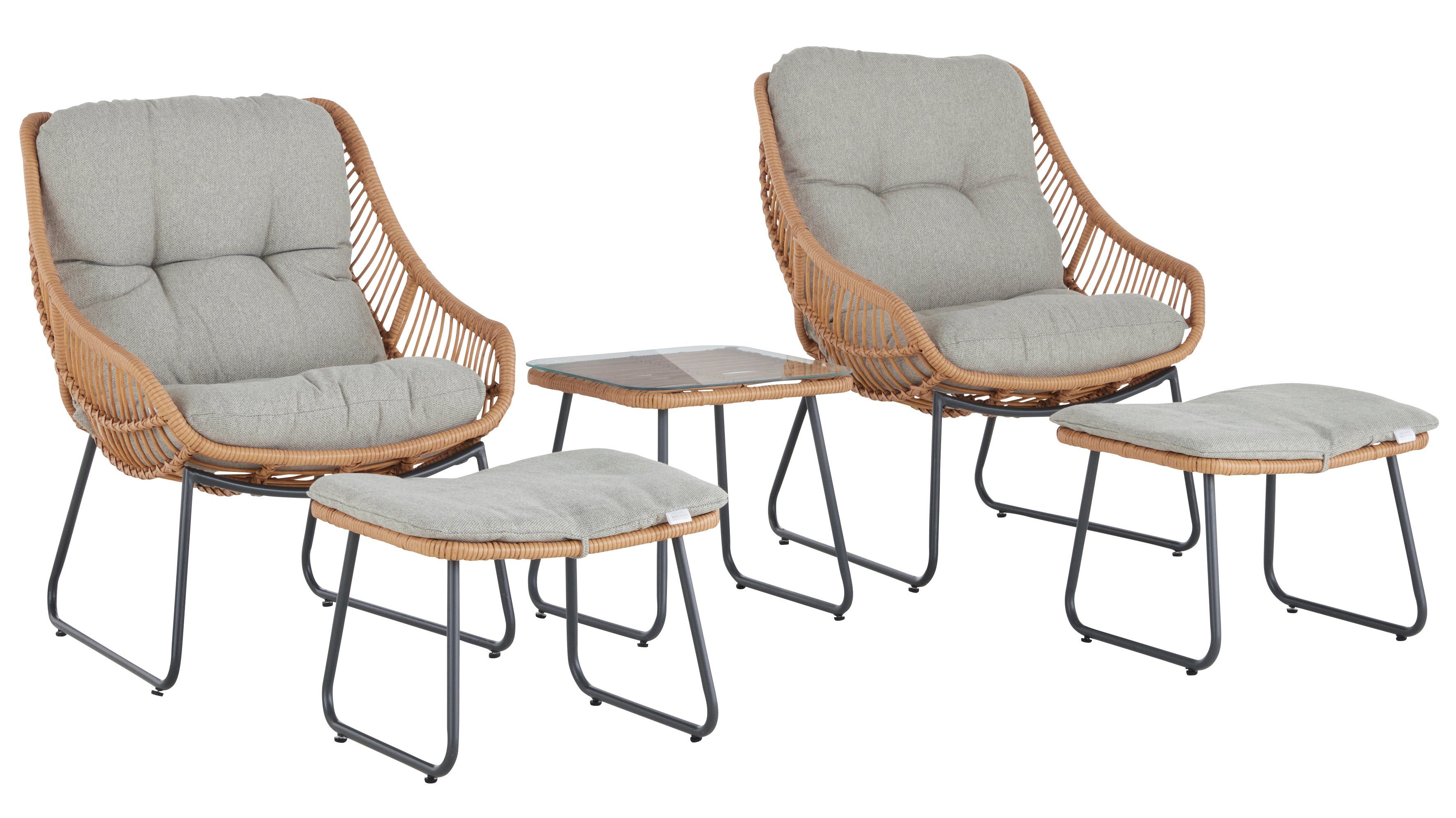 Guido Maria Kretschmer Home&Living Gartenlounge-Set Naxos, (9-tlg), mit natürlichem Look und gemütlichen Kissen