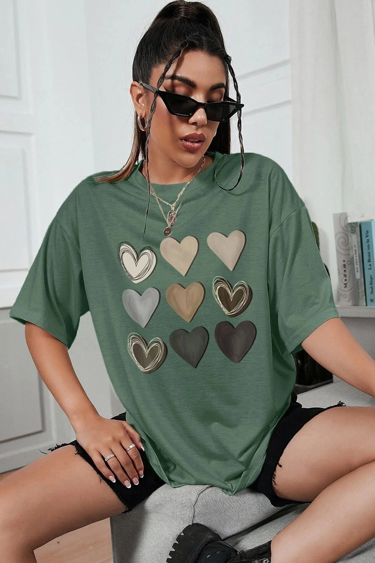 uyguntarz  Unisex-T-Shirt mit Herz-Aufdruck