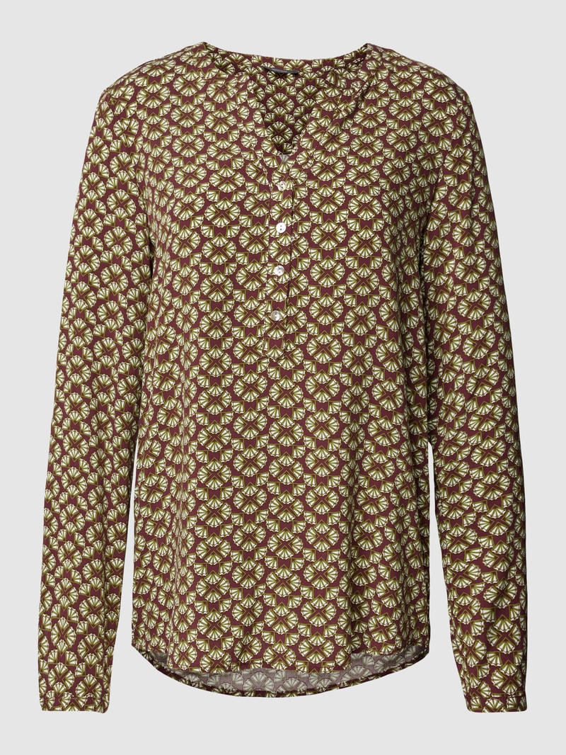 Bluse aus Viskose mit grafischem Allover-Muster in bordeaux rot