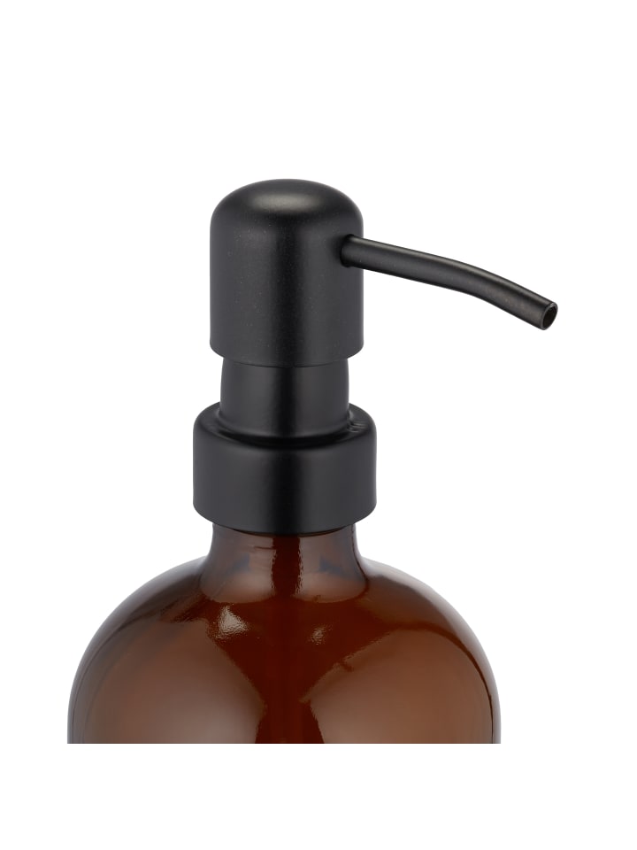 relaxdays 2 x Glas Seifenspender in Braun - 500 ml günstig kaufen onesize