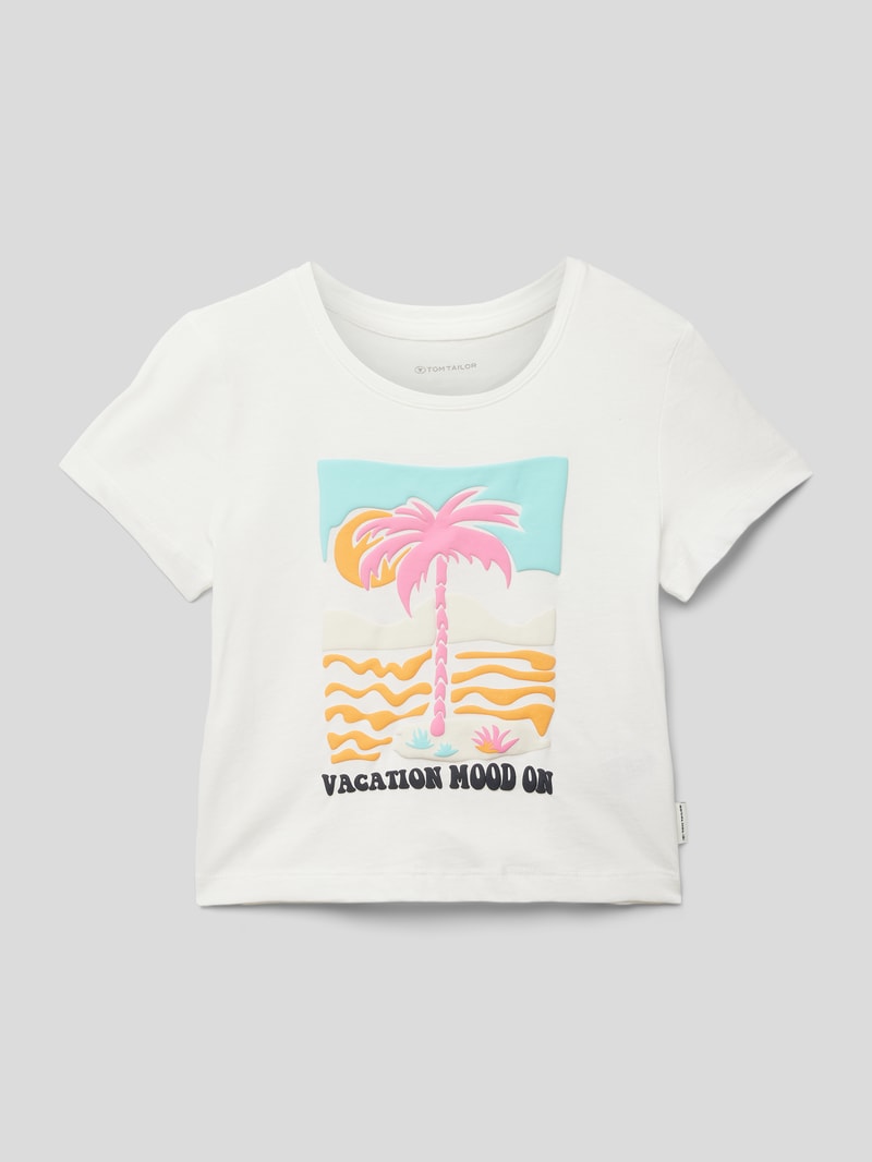 T-Shirt mit Motiv-Detail in weiß