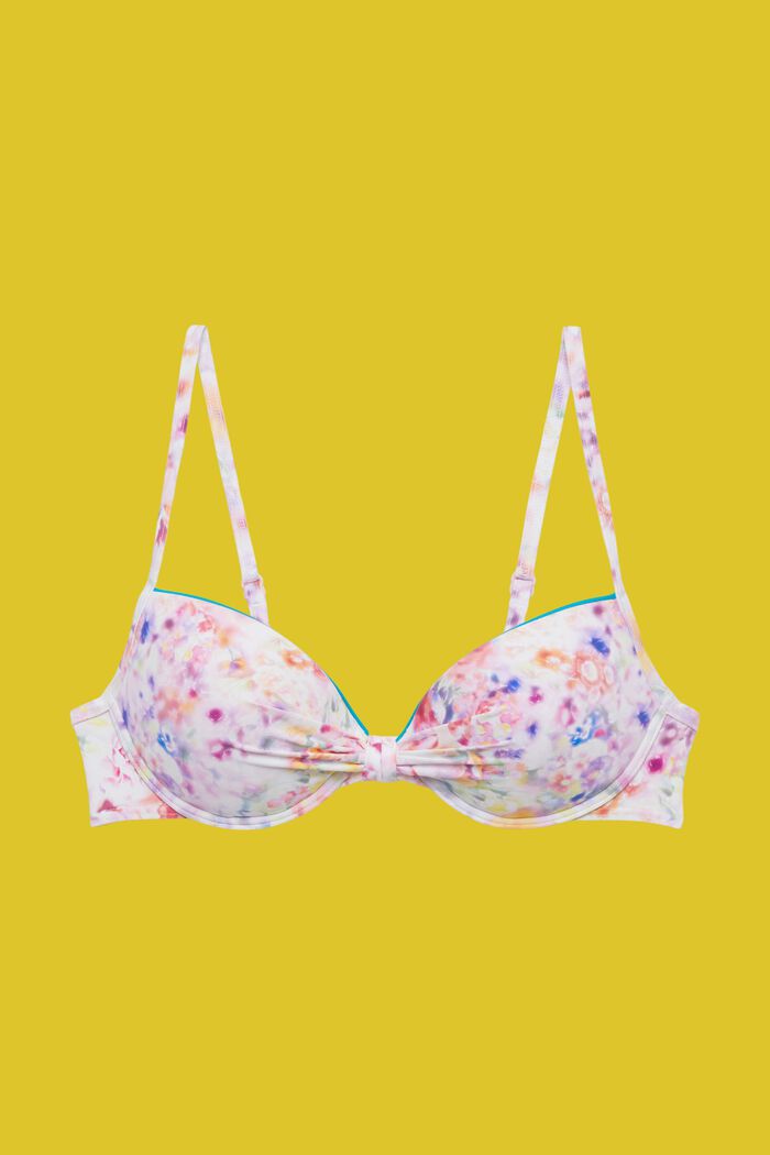 Wattiertes Bikinitop mit Bügel-Cups und Blümchenprint