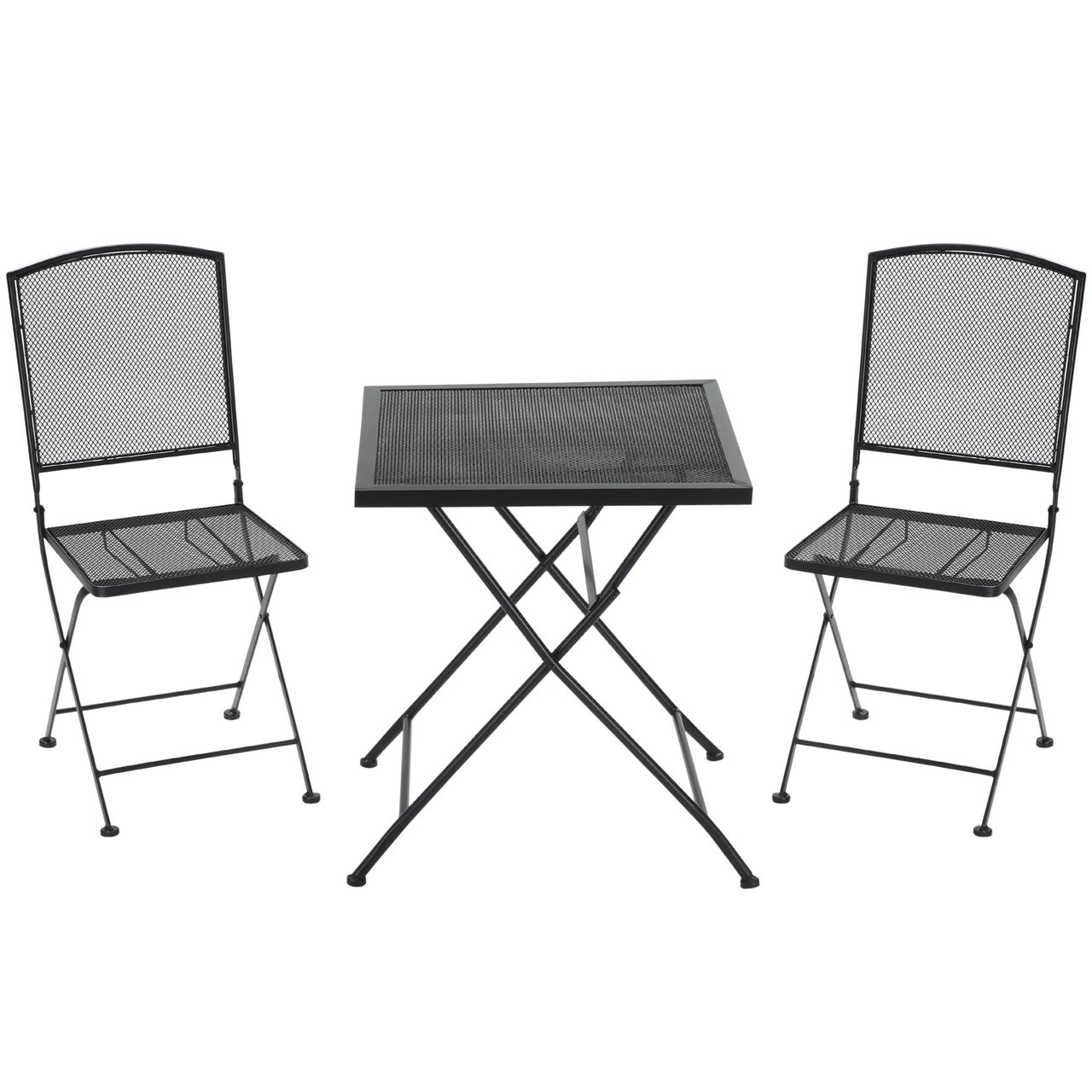 Outsunny 3-teiliges Bistro-Set Garnitur Sitzgruppe klappbar für Garten Balkon