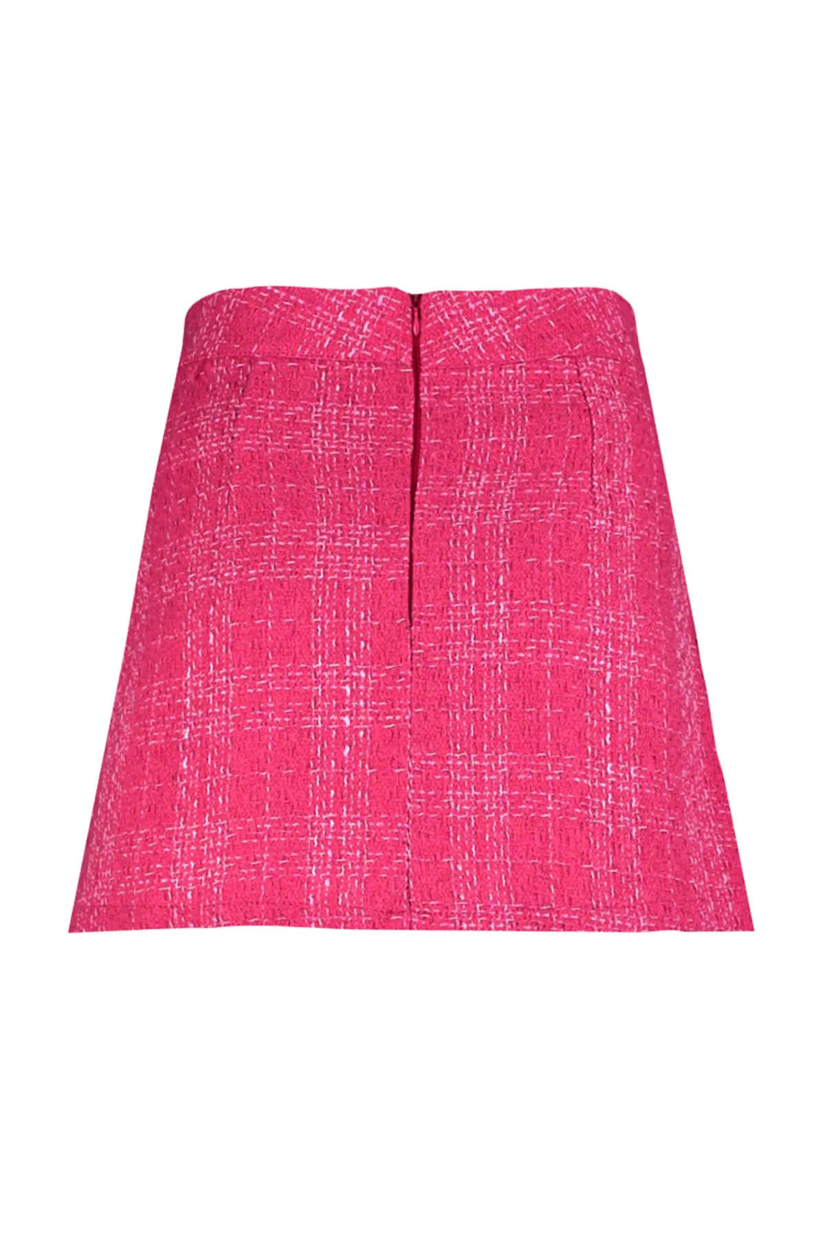 Trendyol Collection  Rosa Mini-Tweedrock mit geradem Schnitt - Bleistiftstoff, TWOAW23ET00105