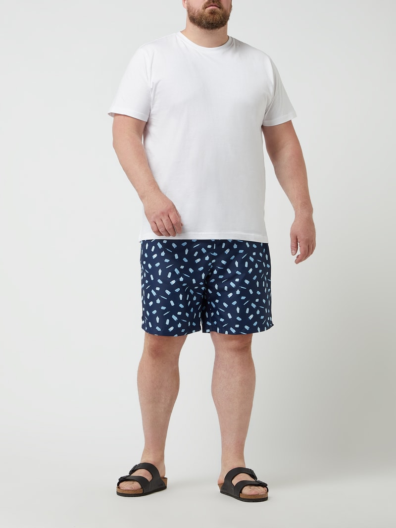 PLUS SIZE Badehose mit Allover-Muster in dunkelblau