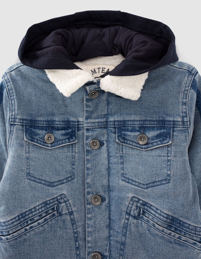 Veste en jean bleue fourrée parmenture molleton garçon