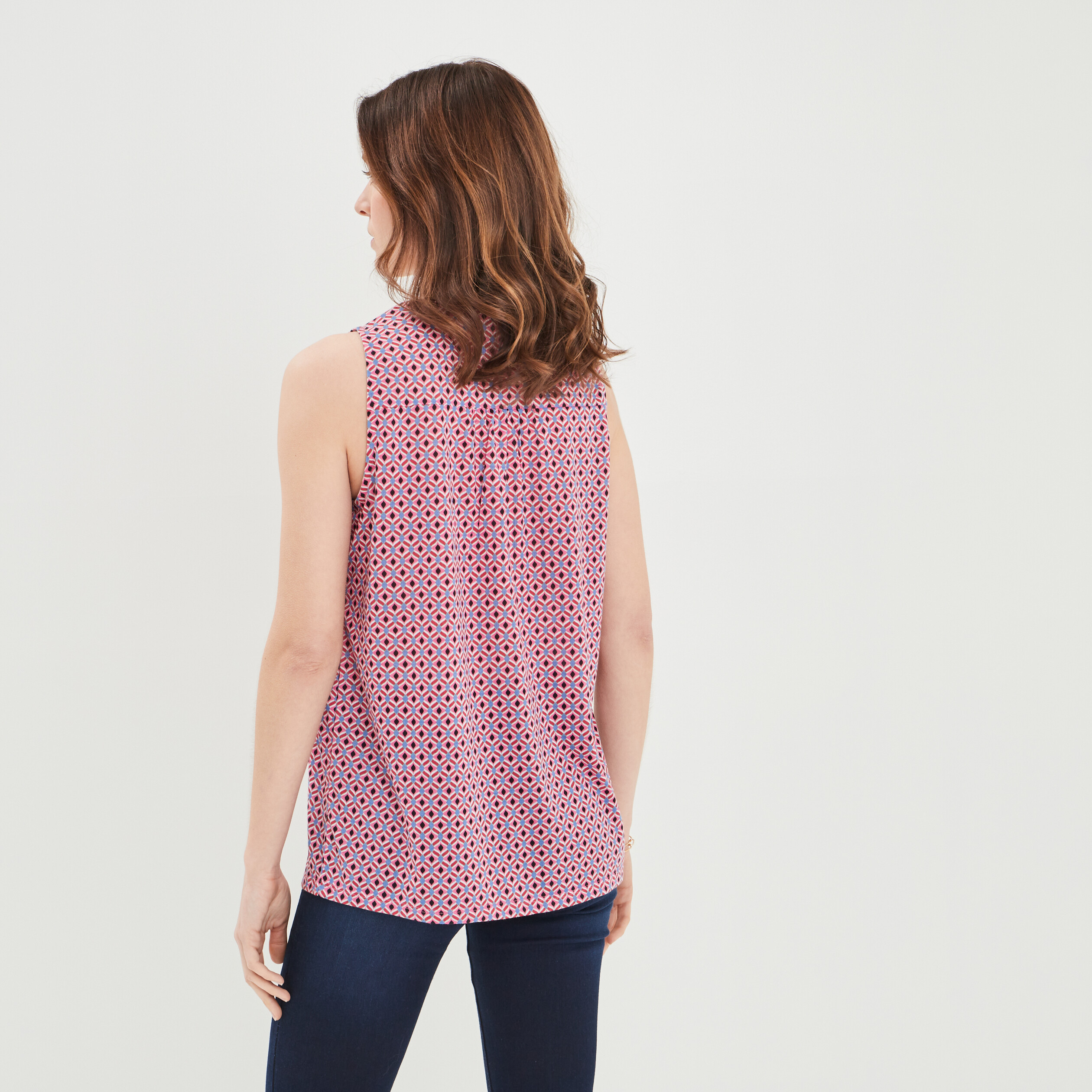 Blouse sans manches col tunisien rose femme | La Halle