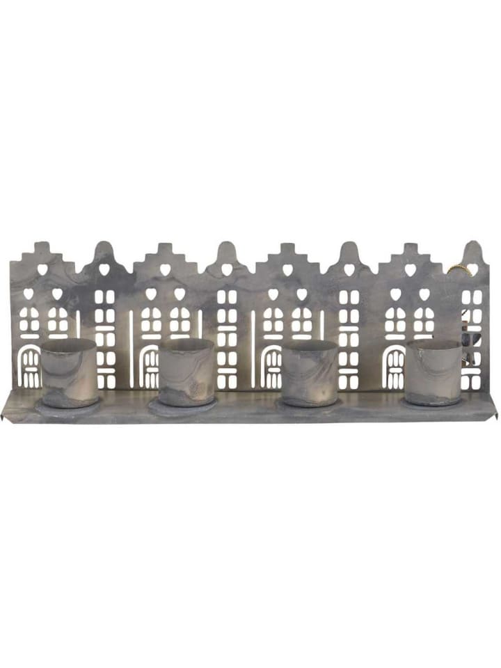 IB Laursen Kerzenhalter HAUSFASSADE Grau für 4 Kerzen 19 cm günstig kaufen onesize