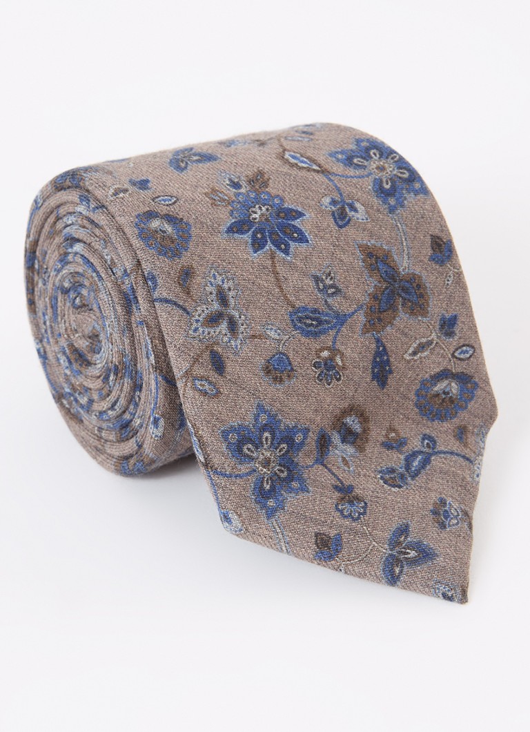 Profuomo Wool Tie with Floral Print