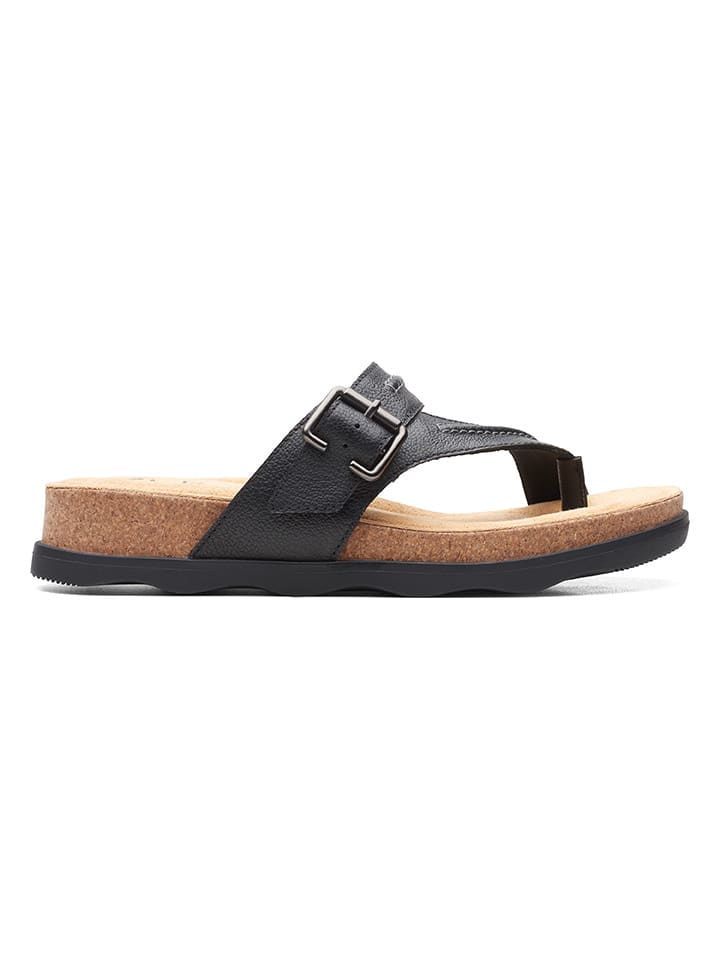 Clarks Leder-Zehentrenner in Schwarz günstig kaufen