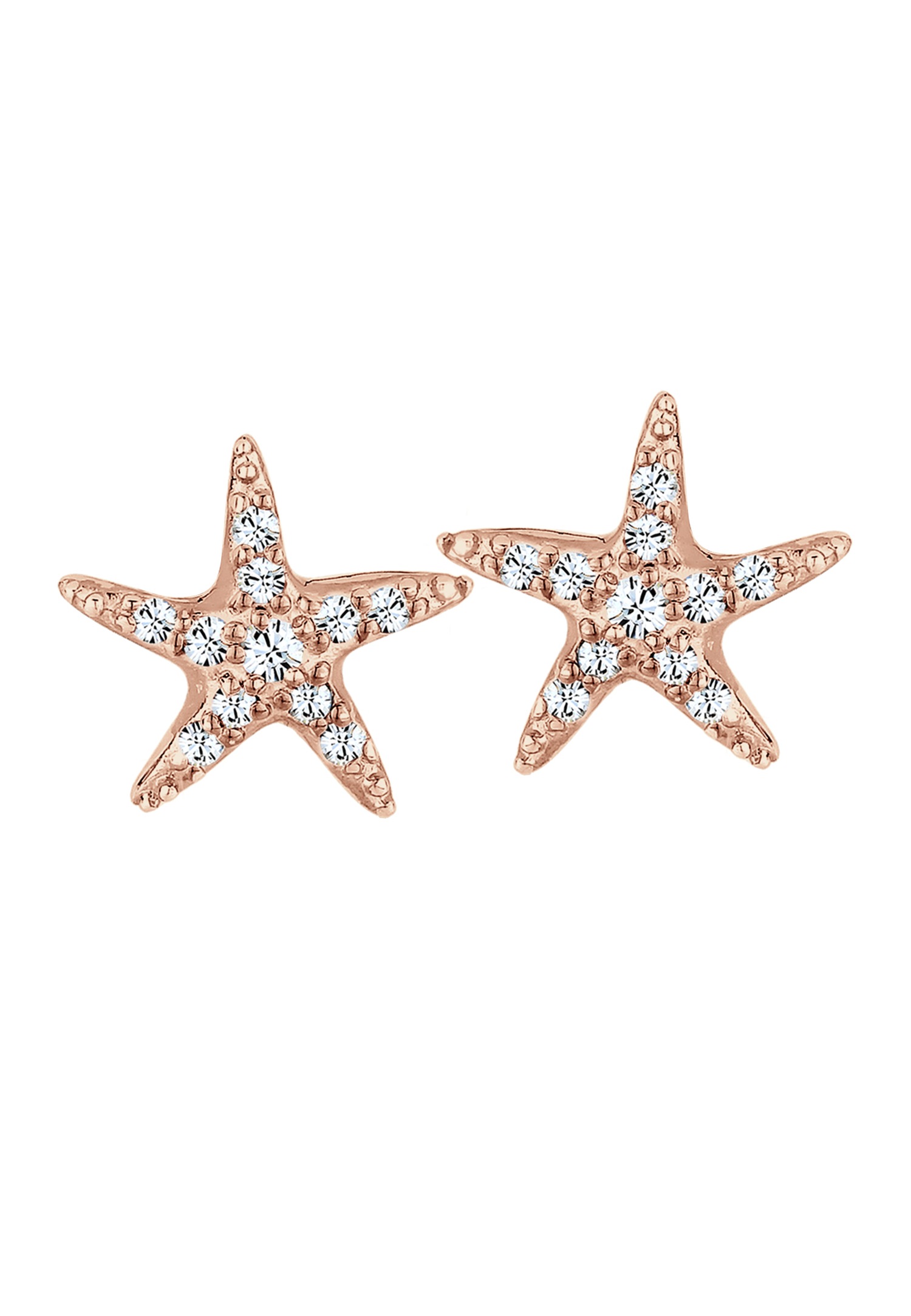 Elli Women's Starfish Beach Stud Earrings with Crystals in 925 Sterling Silver