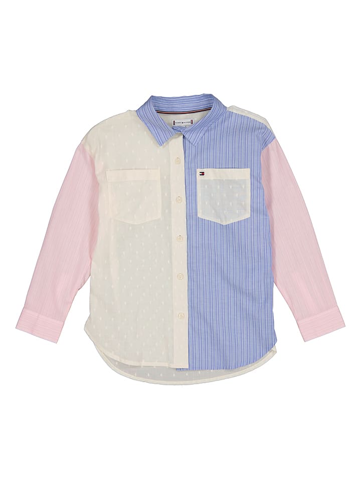 Tommy Hilfiger Bluse in Rosa/ Hellblau/ Creme günstig kaufen