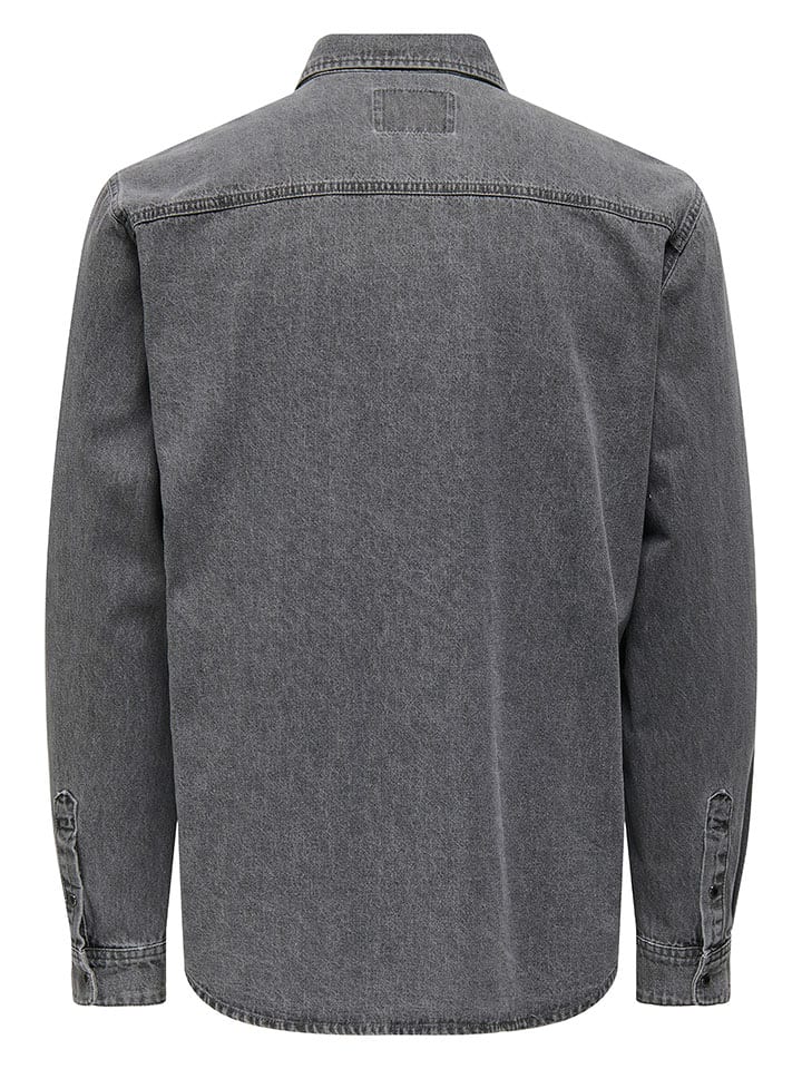 ONLY & SONS Jeanshemd - Regular fit - in Grau günstig kaufen
