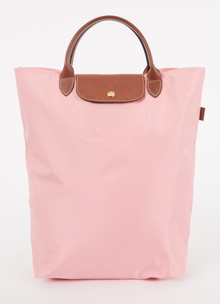 Geantă Longchamp Le Pliage Original, mărimea M, cu detalii din piele.