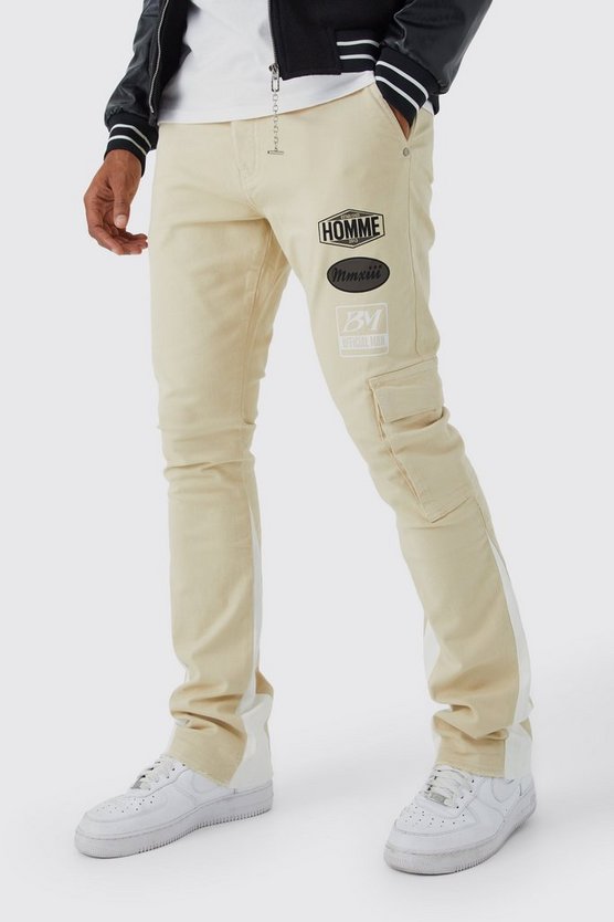 Slim-Fit Cargo-Schlaghose mit Moto-Aufnäher