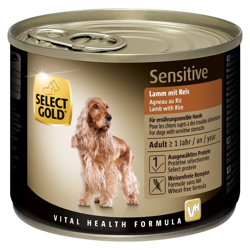 SELECT GOLD Hundenassfutter SELECT GOLD Sensitive Adult 6x200g Lamm mit Reis