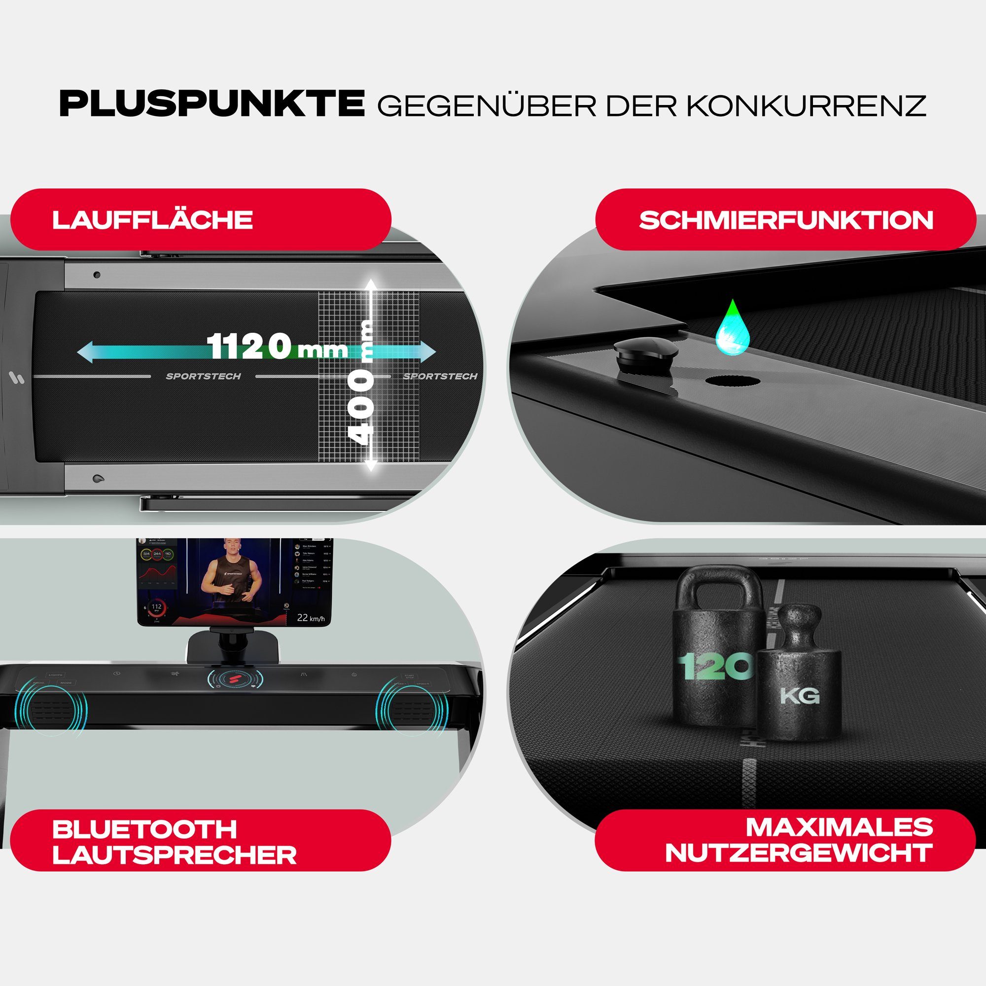 Sportstech Laufband sTread_Fold, 2-in-1 Klappfunktion