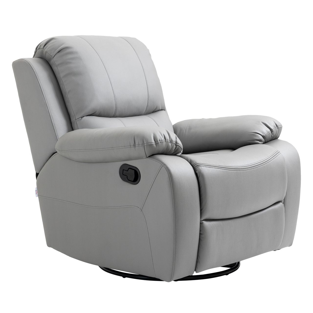 HOMCOM Relaxsessel 135° neigbarer Liegesessel, drehbarer Fernsehsessel mit Fußstütze für Wohnzimmer Schlafzimmer, belastbar bis 150 kg Polyester Grau