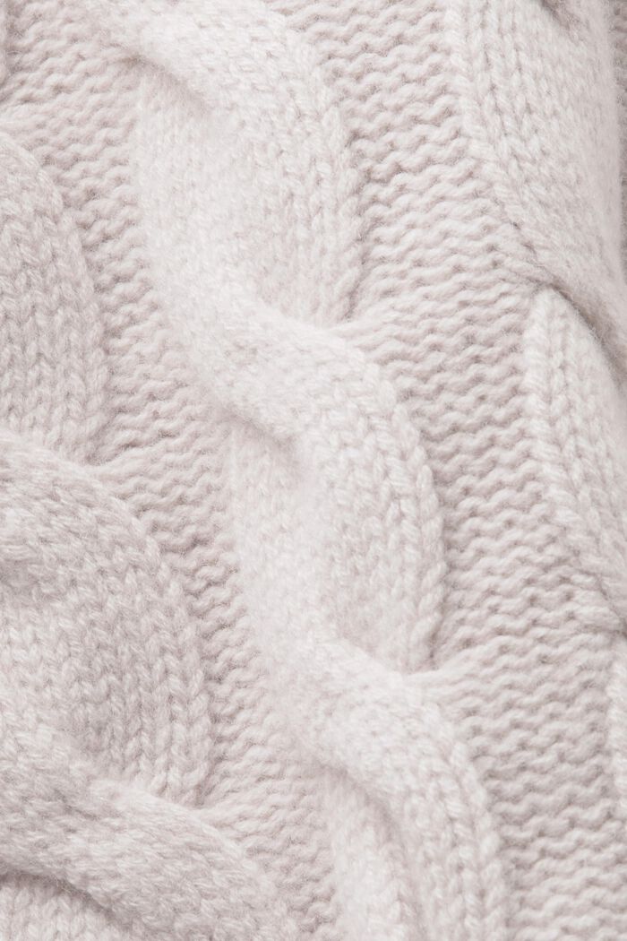 Zopfstrickpullover aus Wolle mit Schalkragen