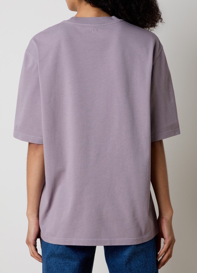 AMI Paris organic cotton T-shirt with logo embroidery