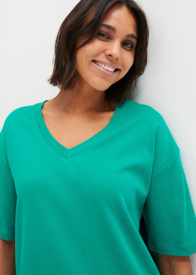 T-Shirtkleid mit V-Ausschnitt, oversize (2er Pack)