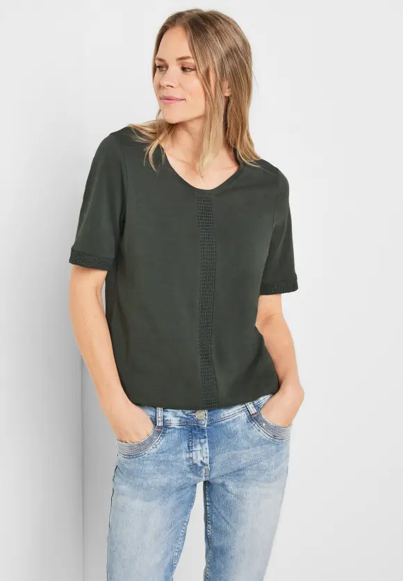 CECIL T-Shirt mit Spitzeneinsätzen