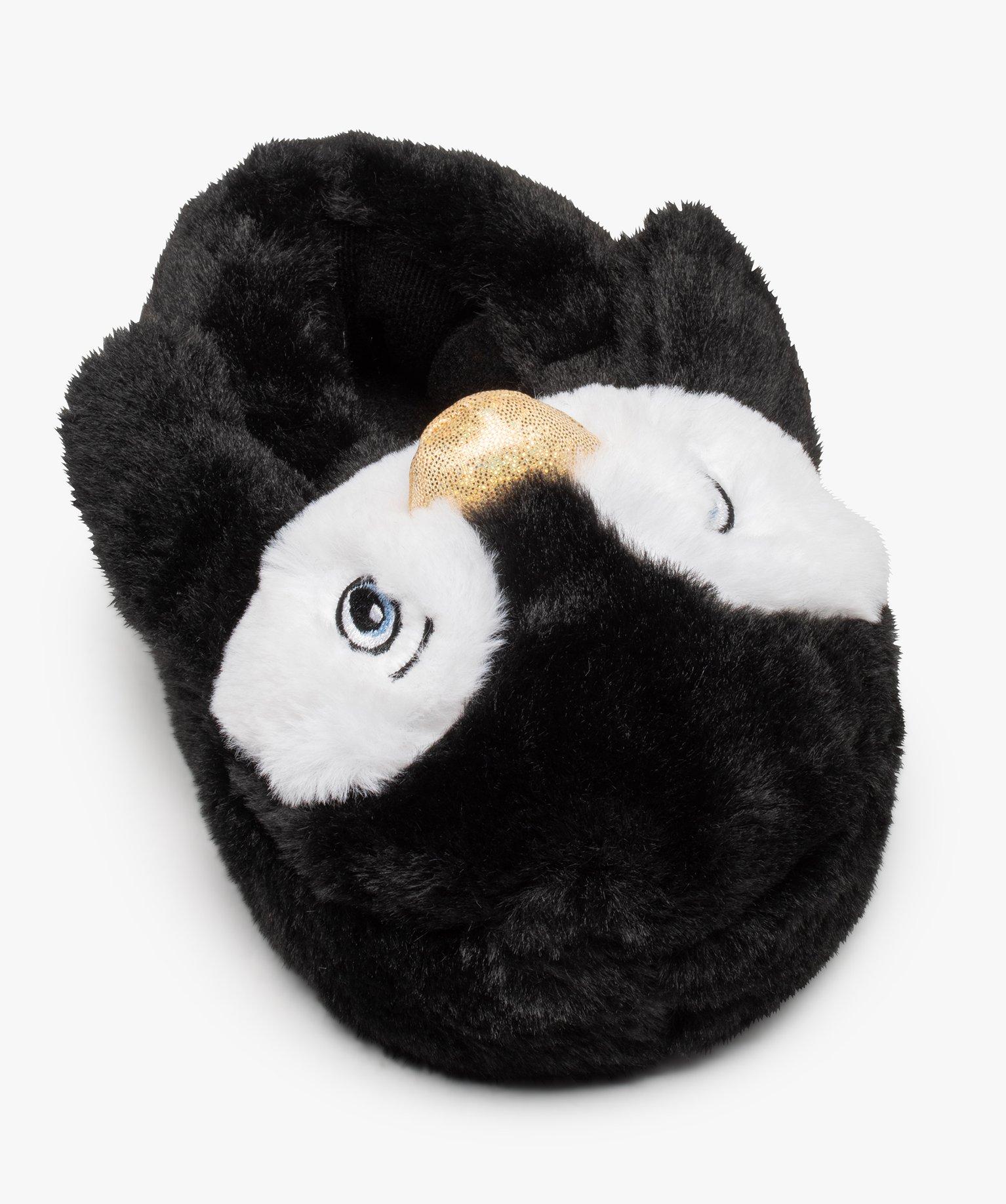 Chaussons fille 3D pingouin avec bec doré noir | GEMO