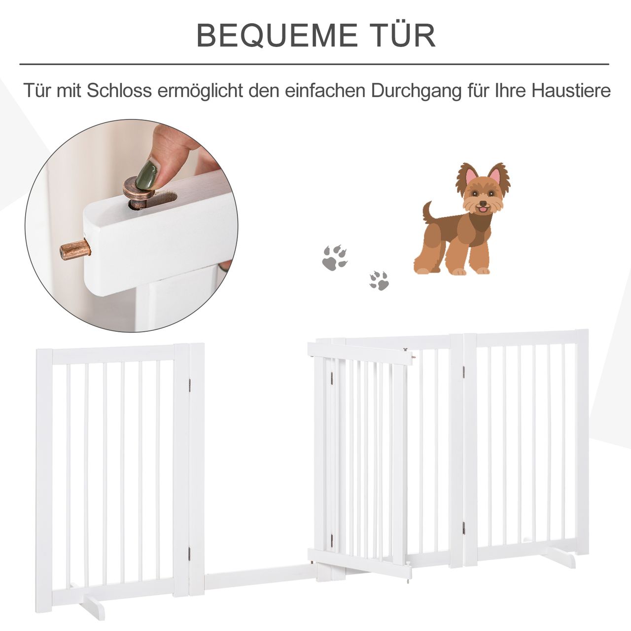 PawHut Absperrgitter Hunde 91 cm Schutzgitter aus Holz Hundegitter Freistehend