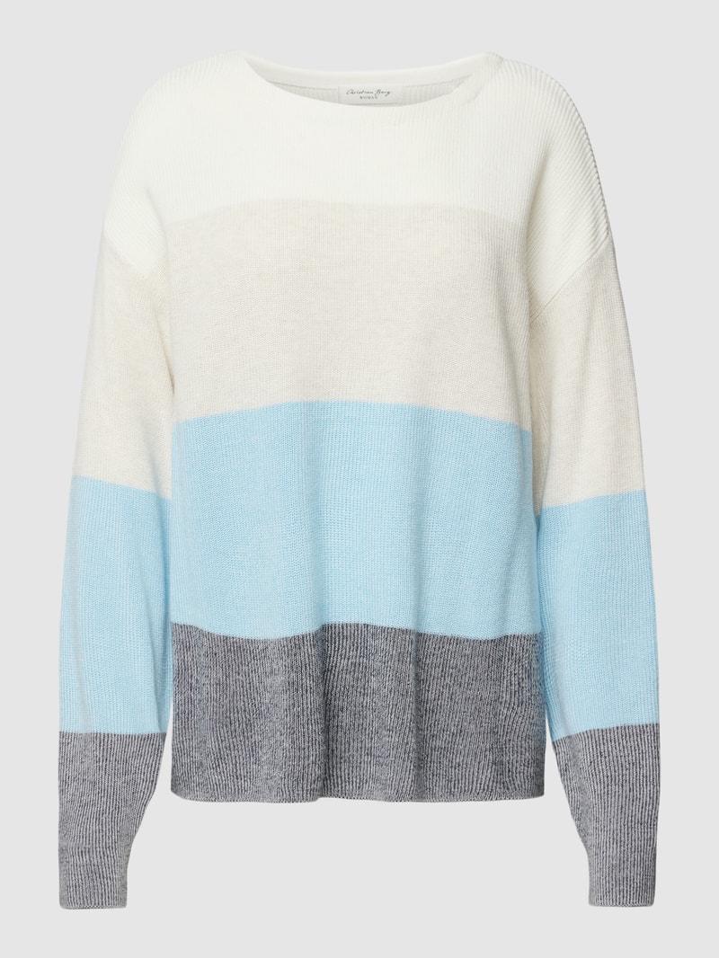 Strickpullover mit Allover-Muster in aqua blau