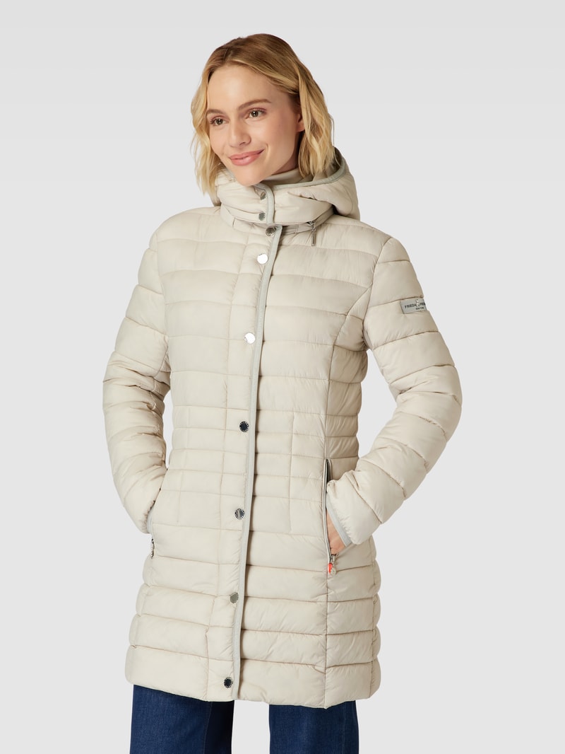 Steppjacke mit Kapuze Modell 'LAURA MAY' in kitt