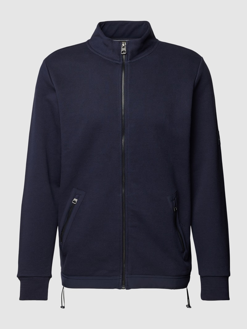 Sweatjacke mit Label-Patch in marineblau