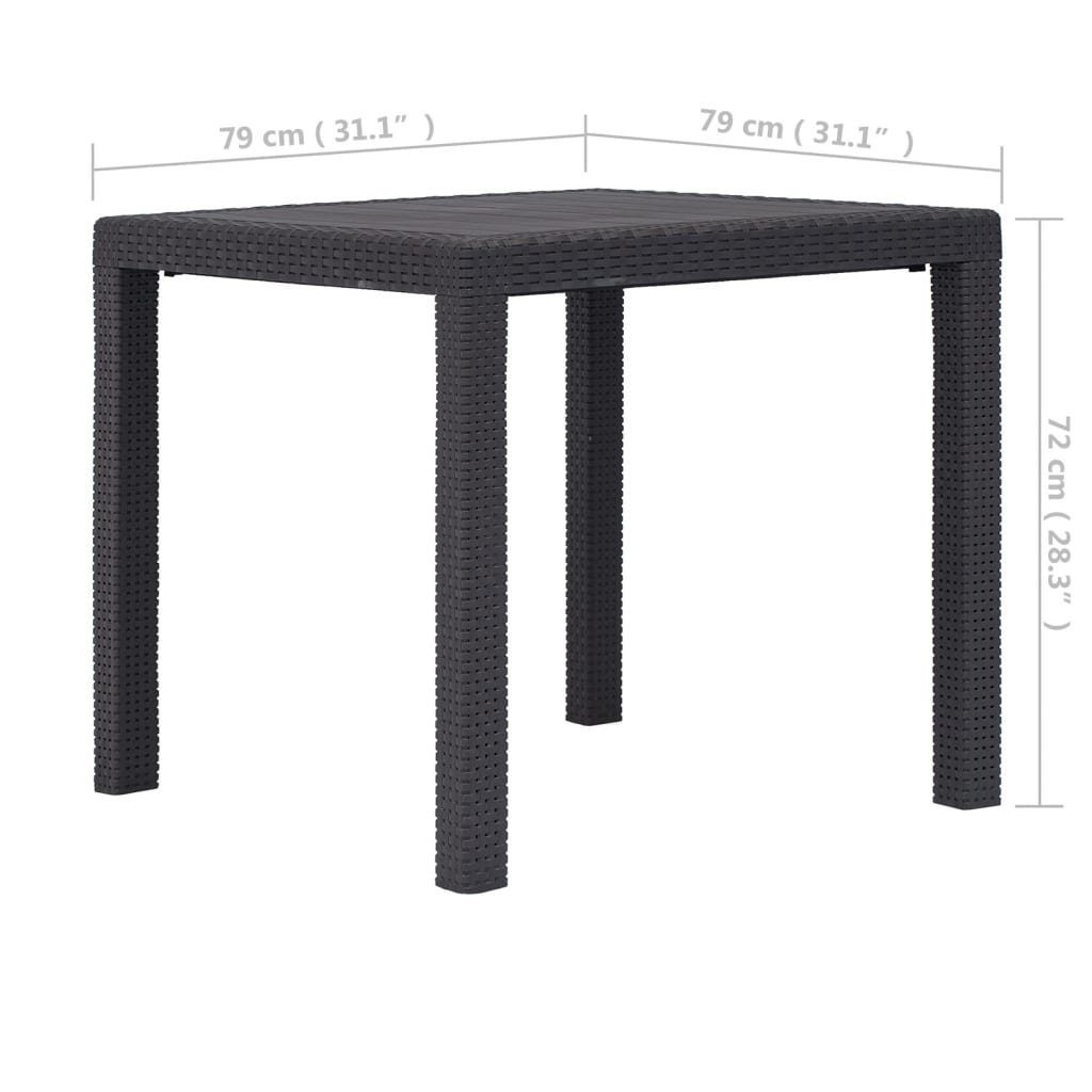 vidaXL Gartentisch Gartentisch Braun 79 x 79 x 72 cm Kunststoff Rattan-Optik (1-St)