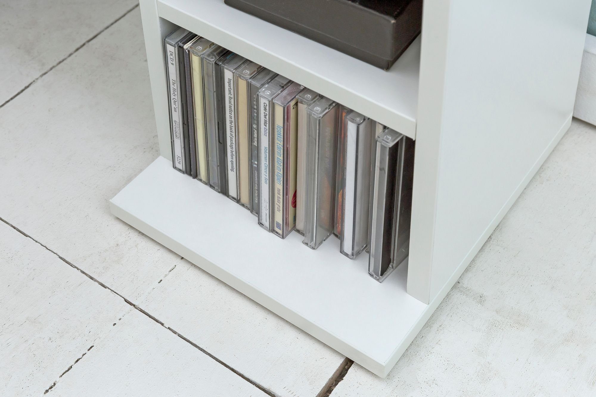 Wohnling CD-Regal WL5.836, 21x90x20 cm, Offenes Bücherregal Schmal Weiß, CD Aufbewahrung Klein, Nischenregal 6 Fächer