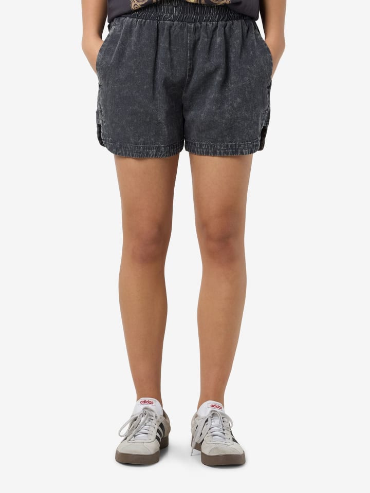 Noisy may Kurze Vintage Denim Shorts mit elastischem Bund und Taschen in Schwarz günstig kaufen
