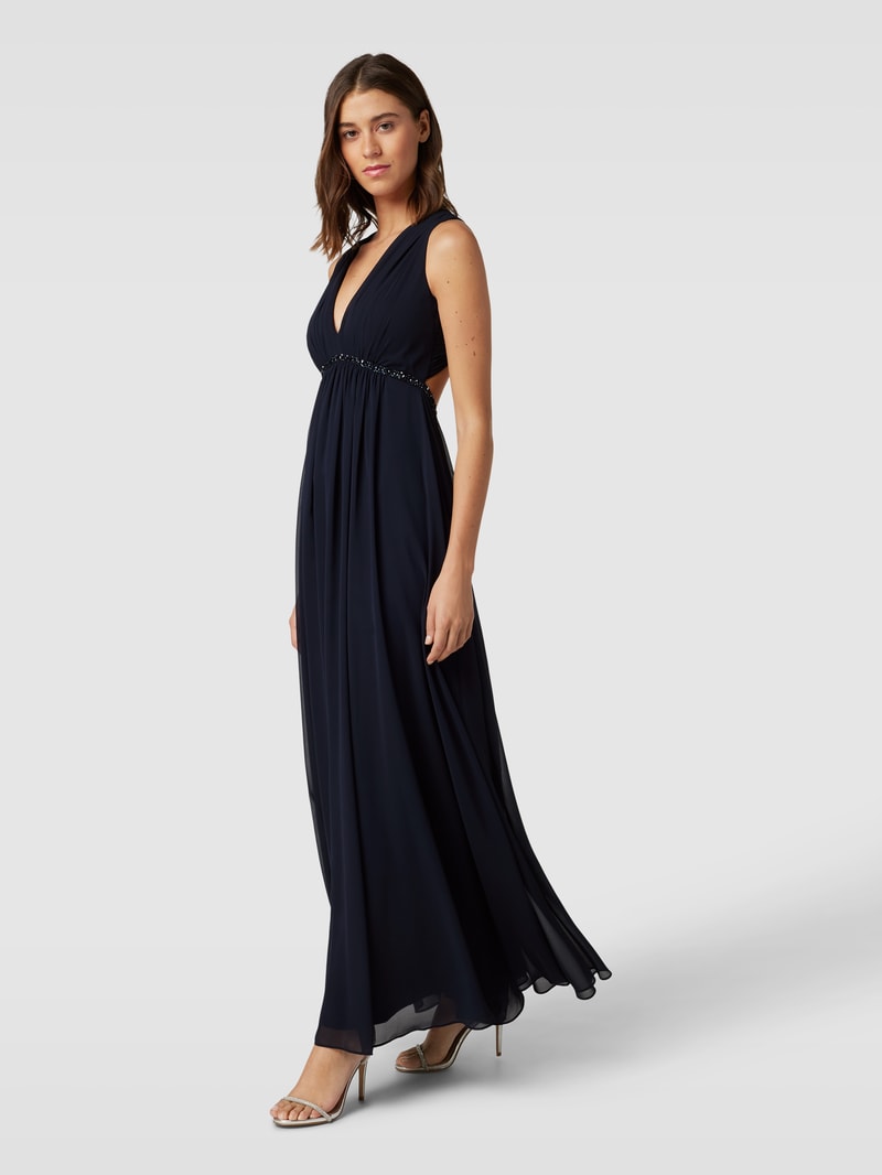 Abendkleid mit Raffungen in marineblau meliert